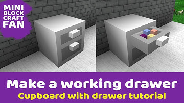 Make a cupboard with working drawer in mini block craft 3D
