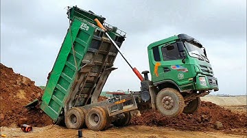 Xe Ô Tô Tải Ben Dongfeng Hoàng Huy Chở Và Đổ Đất Bốc Đầu Siêu Cao | Dump Truck | TienTube TV