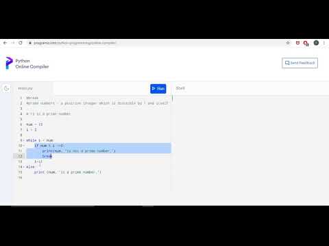 Break in Python with example as calculating prime numbers