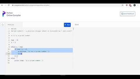 Break in Python with example as calculating prime numbers