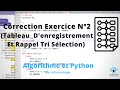 Tableaux denregistrement  rappel tri slection   correction exercice  algorithme et python 