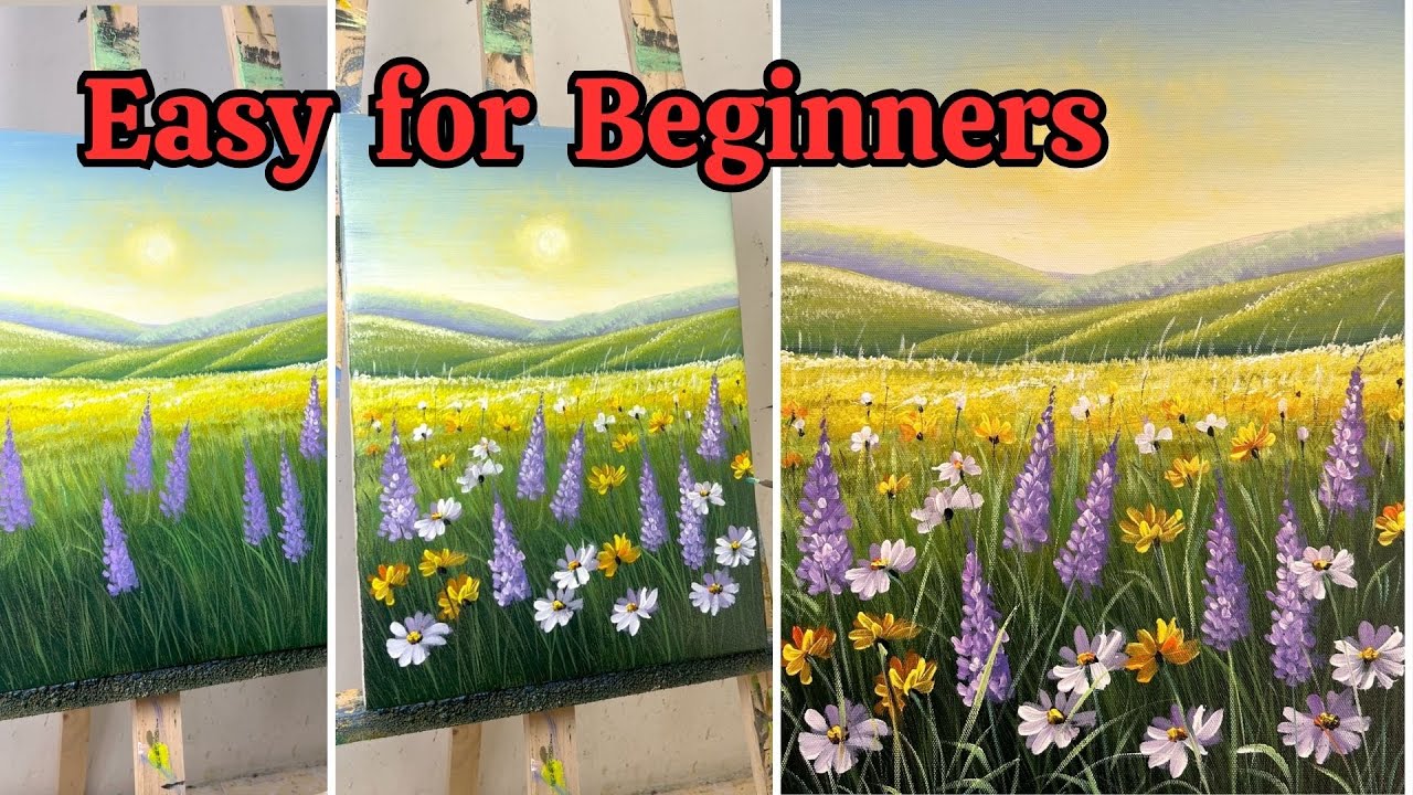 How to Paint a Sunlit Wildflower Meadow - Acrylic Landscape Tutorial ...