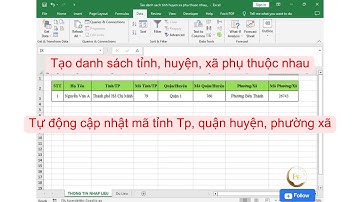 Tạo danh sách tỉnh huyện xã phụ thuộc nhau, tự động cập nhật mã tỉnh Tp, Quận huyện, phường xã