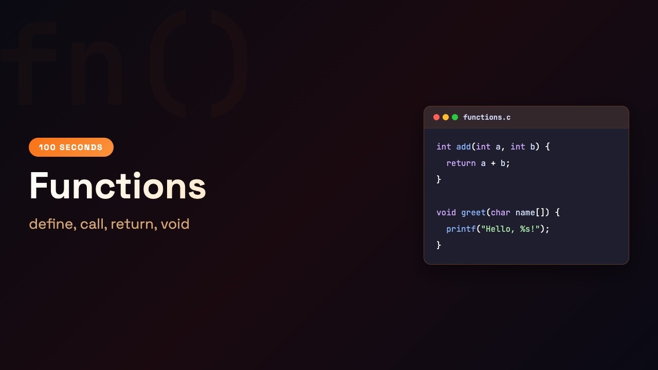 C in 100 Seconds: Functions — Define Once Call Anywhere | Episode 9