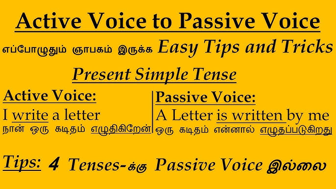 Active Voice To Passive Voice With Tamil Meaning| Spoken English In Tamil  |English Grammer In Tamil - Youtube