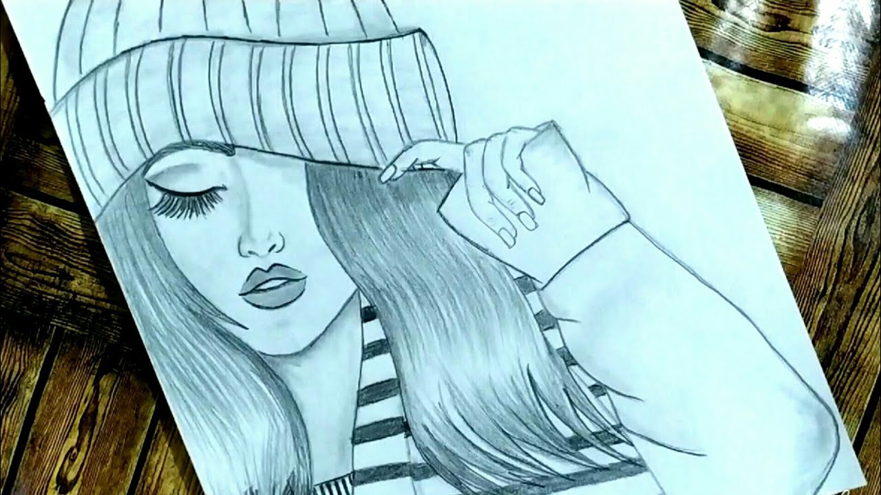 رسم بنات Girl drawing/ How to draw a girl wearing winter cap