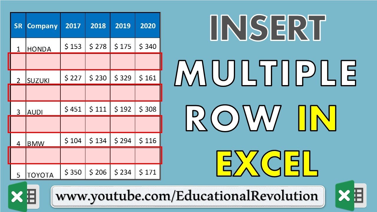 insert rows in excel