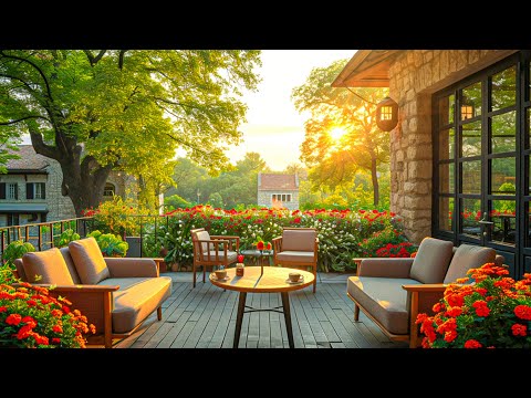 Happy Spring Jazz Music On The Porch Of An Coffee Shop 🎹 Smooth Jazz Instrumental Music For Work