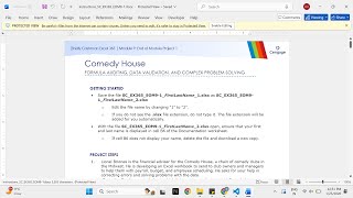 Shelly Cashman Excel 365 | Module 9: End of Module Project 1 Comedy House