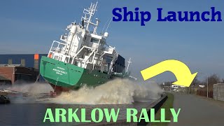 Dramatic Launching of ARKLOW RALLY at Royal Bodewes Yard - Water hits spectators