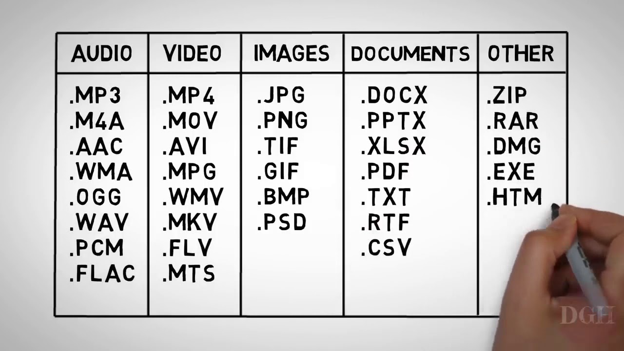 File Extensions and File Types: MP3, GIF, JPG, DOCX, XLSX, EXE