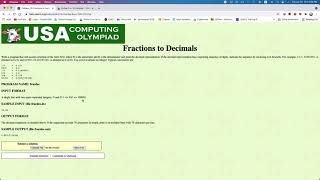 USACO Training Fractions to Decimals screenshot 1