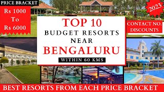 TOP 10 Budget Resorts Near BANGALORE 2023 | Rs 1000 To 6000 | Weekend Getaways