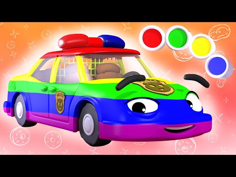 Finger Familys Colorful Police Car: Kids Songs to Learn Colors