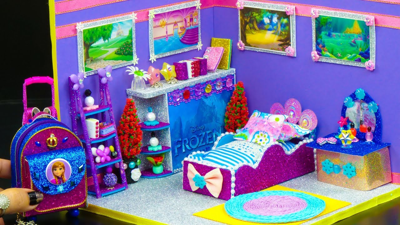 diy miniature doll bedroom for disney frozen elsa