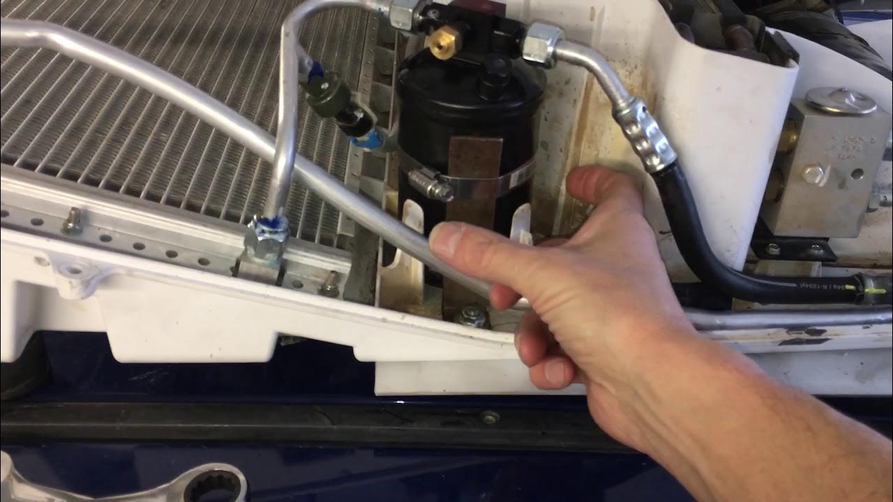 RedDot condensing unit receiver dryer backwards and cracked liquid line fitting. compressor burn