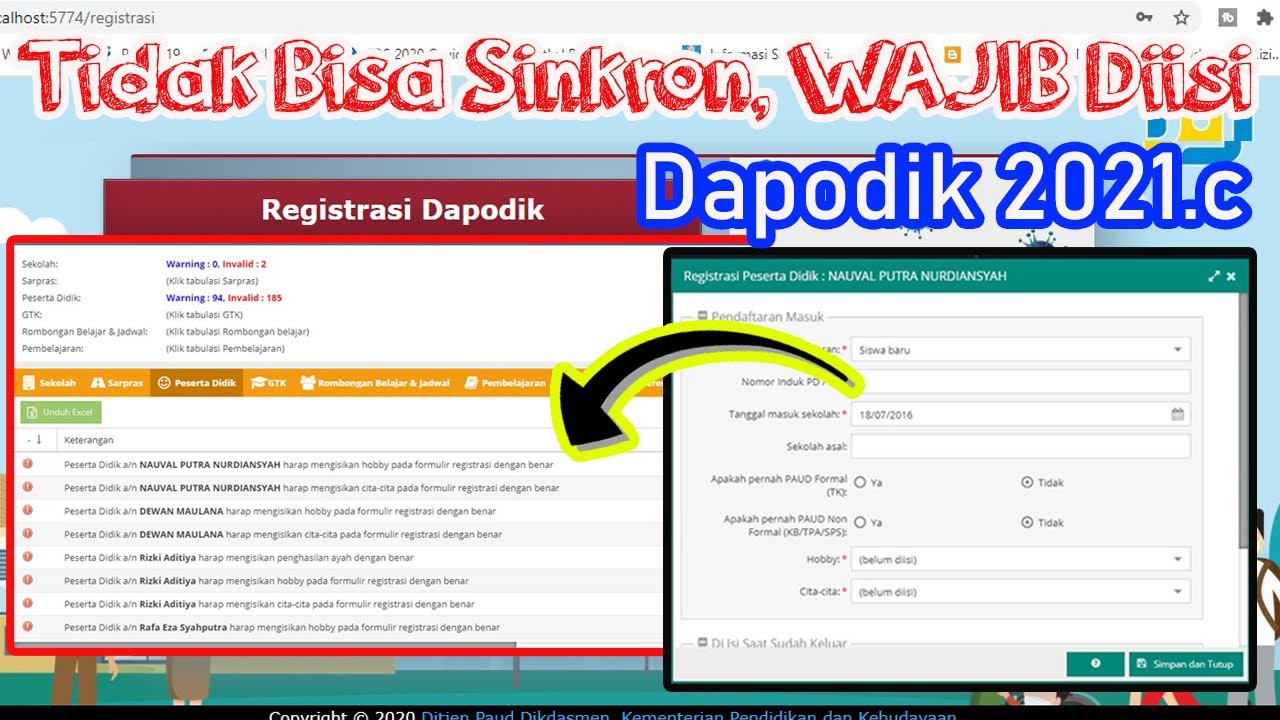 Wajib Diisi Invalid Menu Registrasi Peserta Didik Dapodik 2021 C Youtube