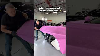 Pink Glitter Car Wrap ✨🔥 #asmr #asmrsounds #pinkglitter #pink #carwrap #carwrapping