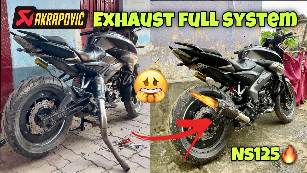 exhaust modification in ns125 || Akrapovic full system exhaust modified💥|| installation🔥🤯