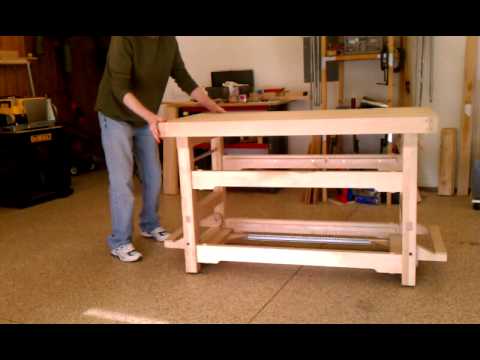 Workbench with Drop Caster Wheels - YouTube