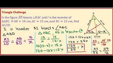 Incenter Point Where Angle Bisector Intersects Divides in What Ratio