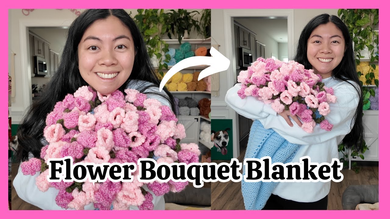 Making the Viral Crochet Flower Bouquet Blanket 🧶 Crochet With Me Vlog / Finally Finishing This WIP!