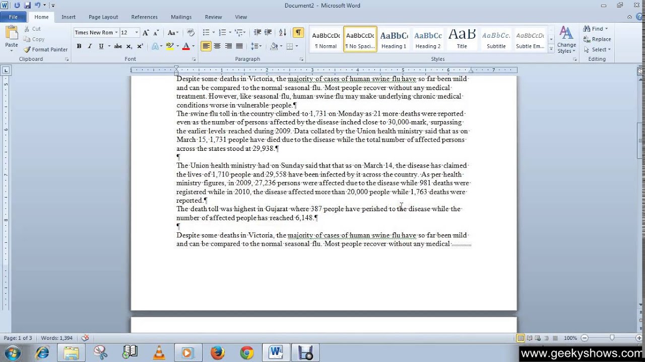 delete a page in microsoft word 2010