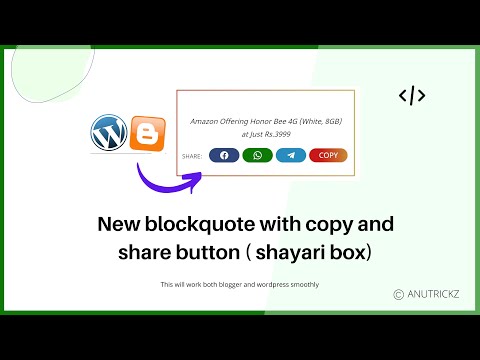 [New] blockquote with copy and share button | Shayari Box Script for Blogger and wordpress