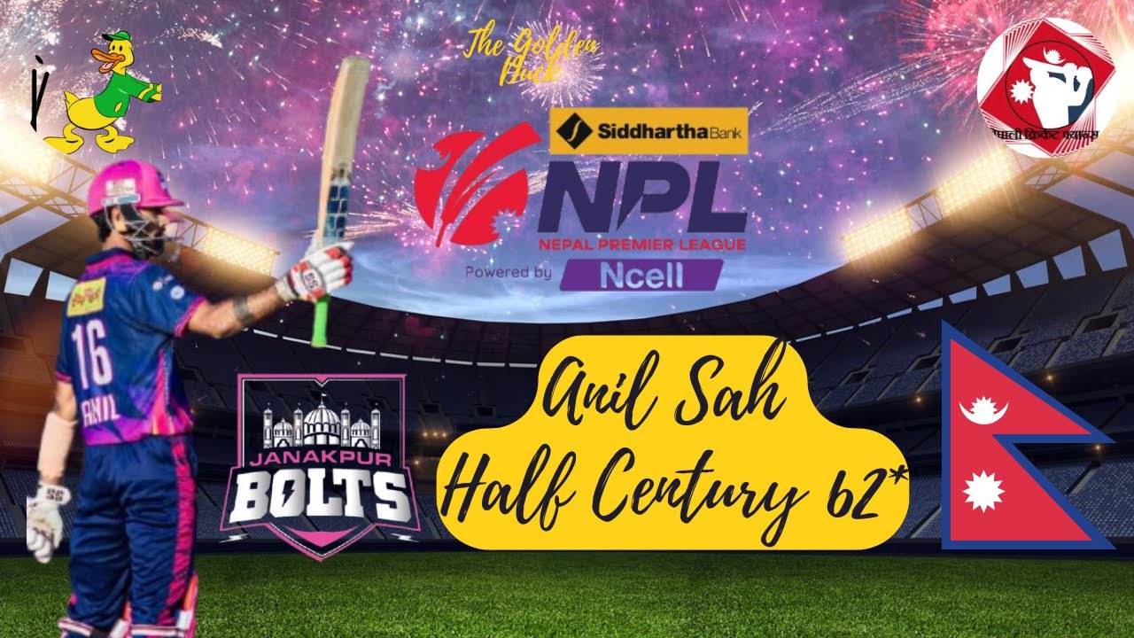 Anil Shah Elegant Half Century 62* Janakpur Bolts vs Karnali Yaks in Nepal Premier League NPL
