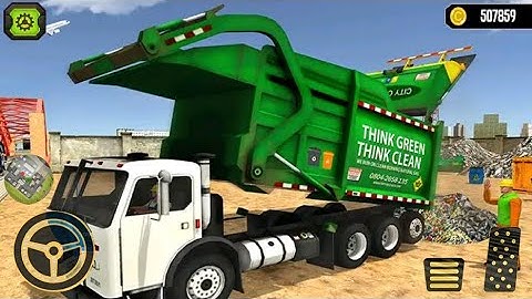 Garbage Truck Collecting Trash from Dumpster - City Cleaner Simulator - Android Gameplay