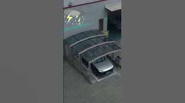 Retractable car parking shade, innovative design #motorizedroof #balconydesignideas #carport