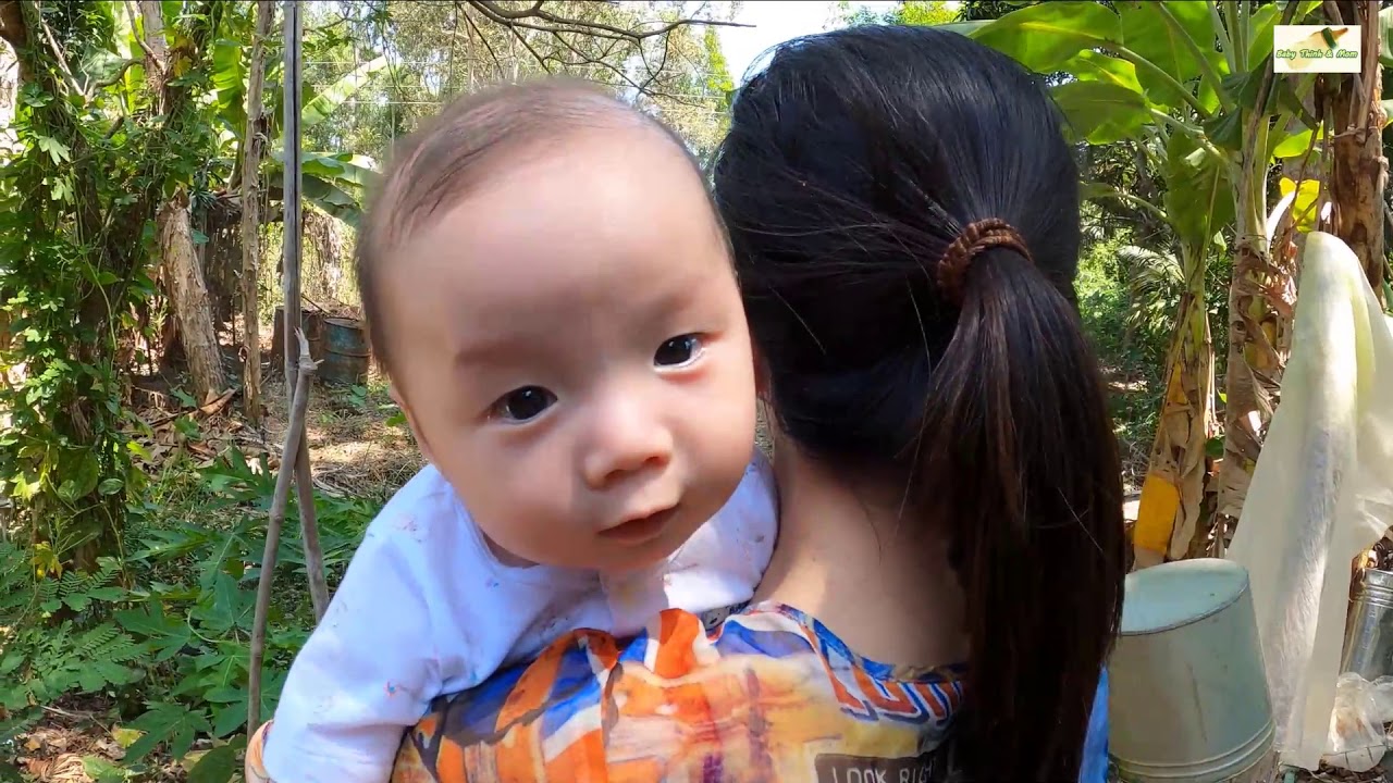 Baby and Mom are visiting home land II Beautiful countryside - YouTube