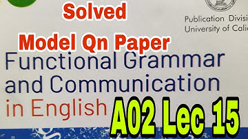 Functional Grammar and Communication in English MODEL QUESTION PAPER & Answers @CaptBinoyVarakil