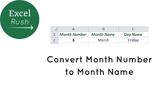 Convert Month Number To Month Name In Excel Youtube