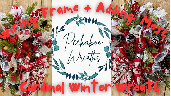 Adding Mesh to a Beautiful Neutral Cardinal Winter Wreath | DIY Christmas Wreath Tutorial