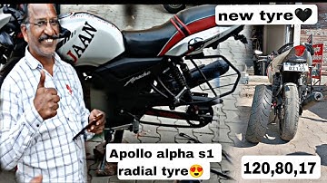Fat Tyre Installation Apache  RTR 160 2V! Apollo Alpha S1 120/80/17! DETAILED REVIEW🖤 @hp23rider23