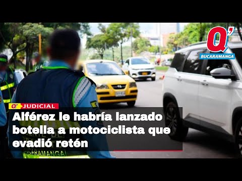 Funcionario de Tránsito le habría lanzado una botella a motociclista que evade retén en Bucaramanga