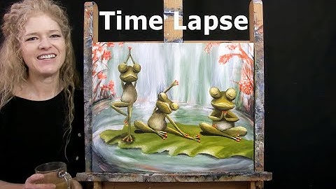 Time Lapse - Leer hoe je YOGA-KIKKERS schildert met acrylverf - Leuk dierenlandschap stap-voor-st...