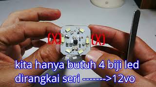 cara menyalakan lampu led 12v pake batre 3.7v. 