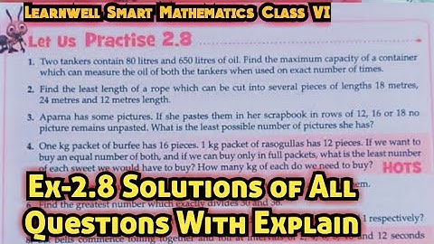 Learnwell smart Maths Class 6 Unit 2 Ex 2.8 Solutions | Class 6 learnwell maths Ex 2.8 Solutions Pdf