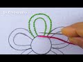 Simple Hand Embroidery Fantasy Flower Design Running Stitch Needle Work With Easy Sewing Tutorial