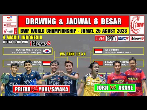 Jadwal BWF World Championship 2023 Hari Ini Day 5 Live INEWS TV ~ JORJI vs AKANE ~ 4 Wakil Indonesia