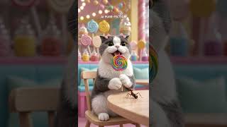 Scottish Fold + Lollipop + Ant = Pure Comedy 😹😻 #aicat #catvideos #pets #shortsfeed #youtubeshorts