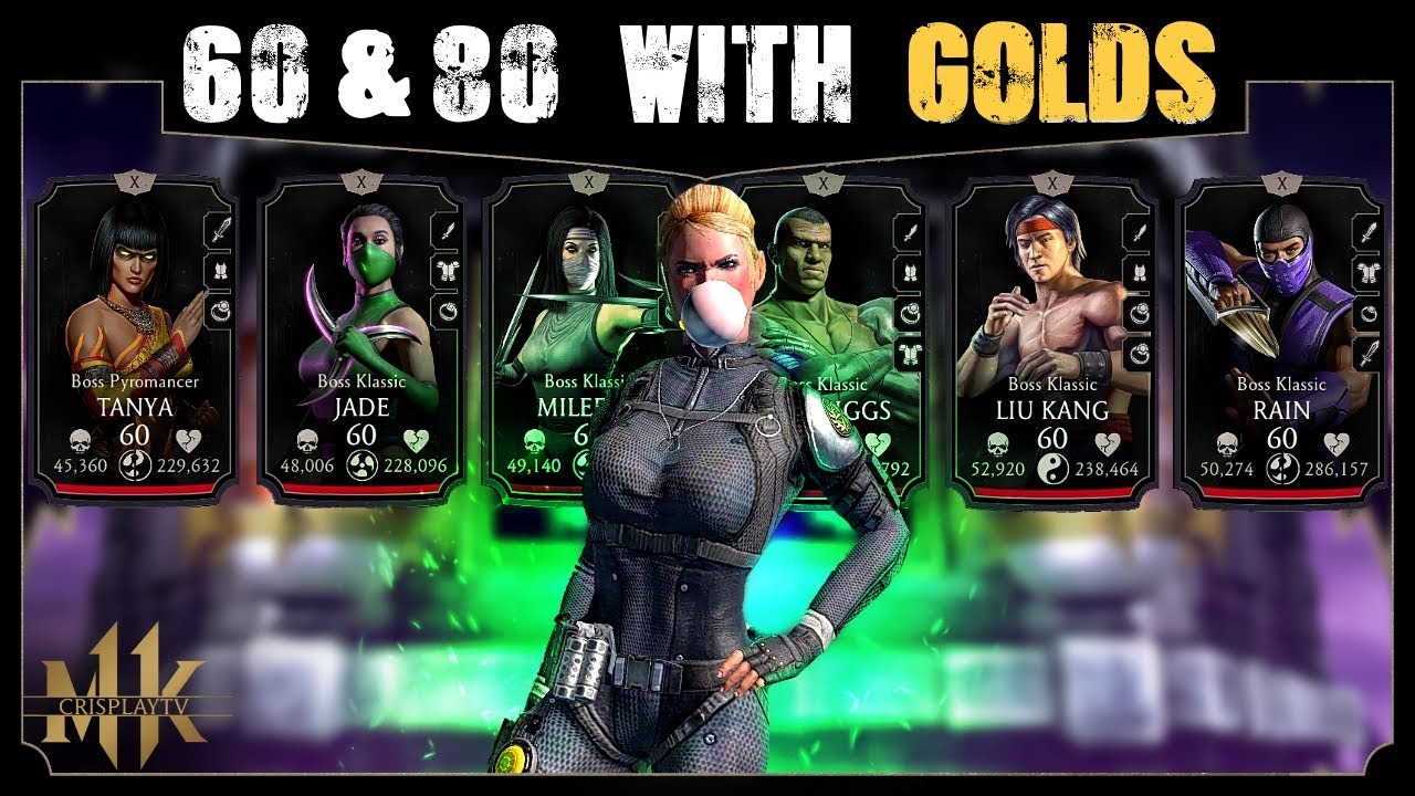 Boss Match 60 & 80 With Gold Characters. Dark Queen's Fatal Tower. MK Mobile.