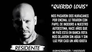 QUERIDO LOUIS (LETRA) - RESIDENTE (TIRAERA PA NK PROFETA)