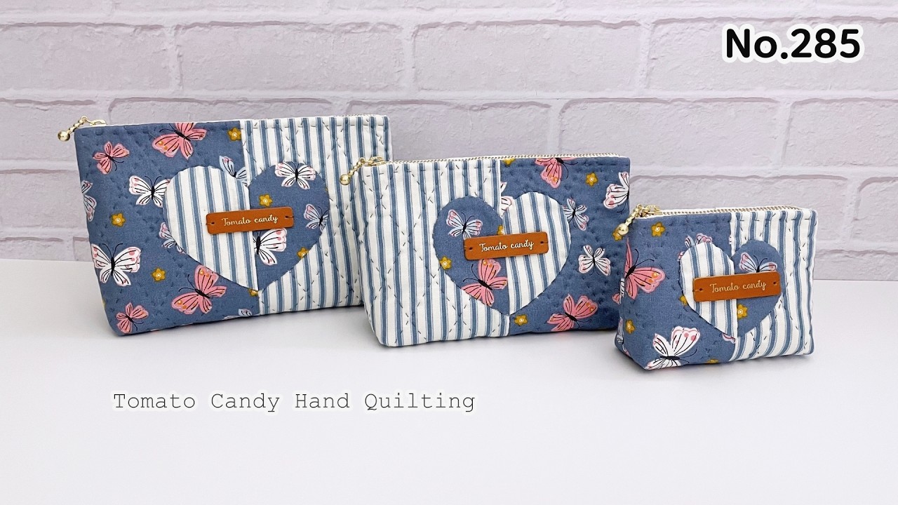 No.285 How to Make a Two-Fabric Heart Zipper Pouch - YouTube
