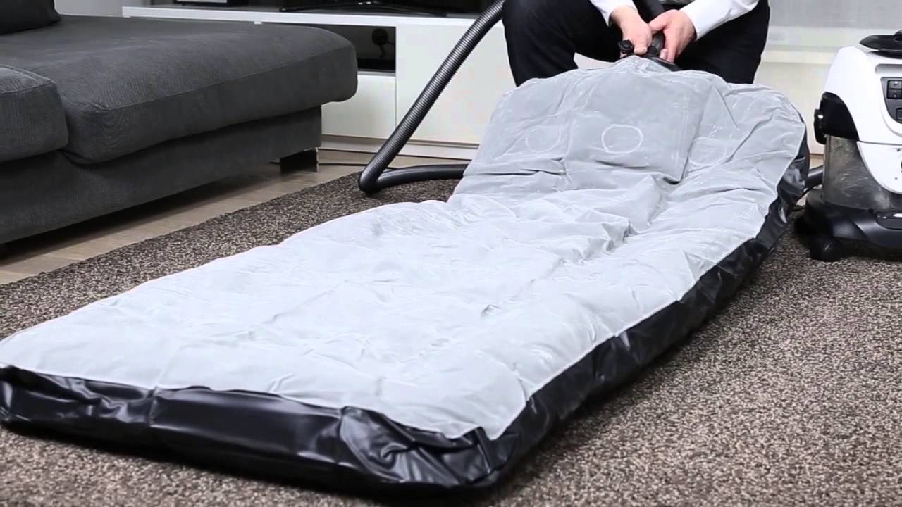 Makuupatjan täyttö puhaltamalla - YouTube