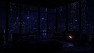 Find Peace and Relaxation amidst Rainy City Nights  Fireplace, and Rainy Night Escape