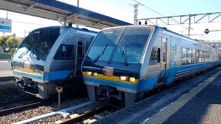 2000系特急南風17号、20号善通寺駅を同時発車！