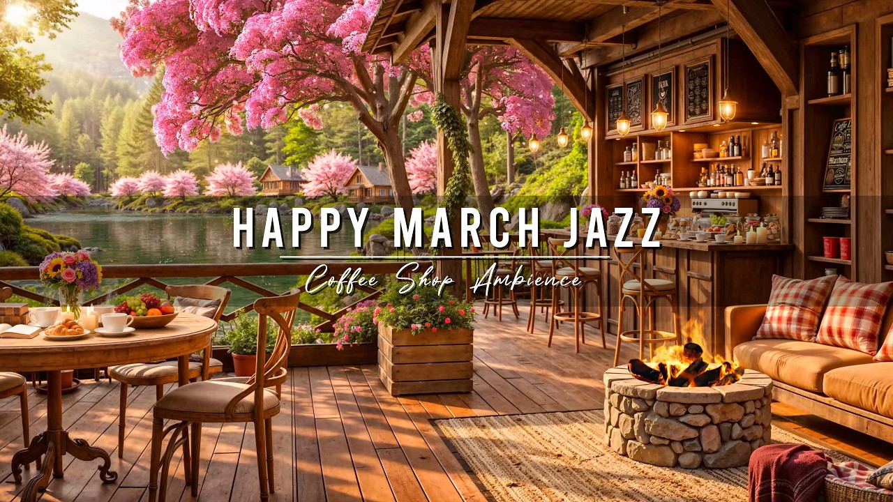 Happy March Spring Jazz Music for Studying 🌸 Cozy Coffee Porch Ambience & Soft Jazz Background Music